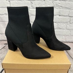 NEW Steve Madden Women’s Remy Sock Bootie Block Heel Pointed Toe in Black